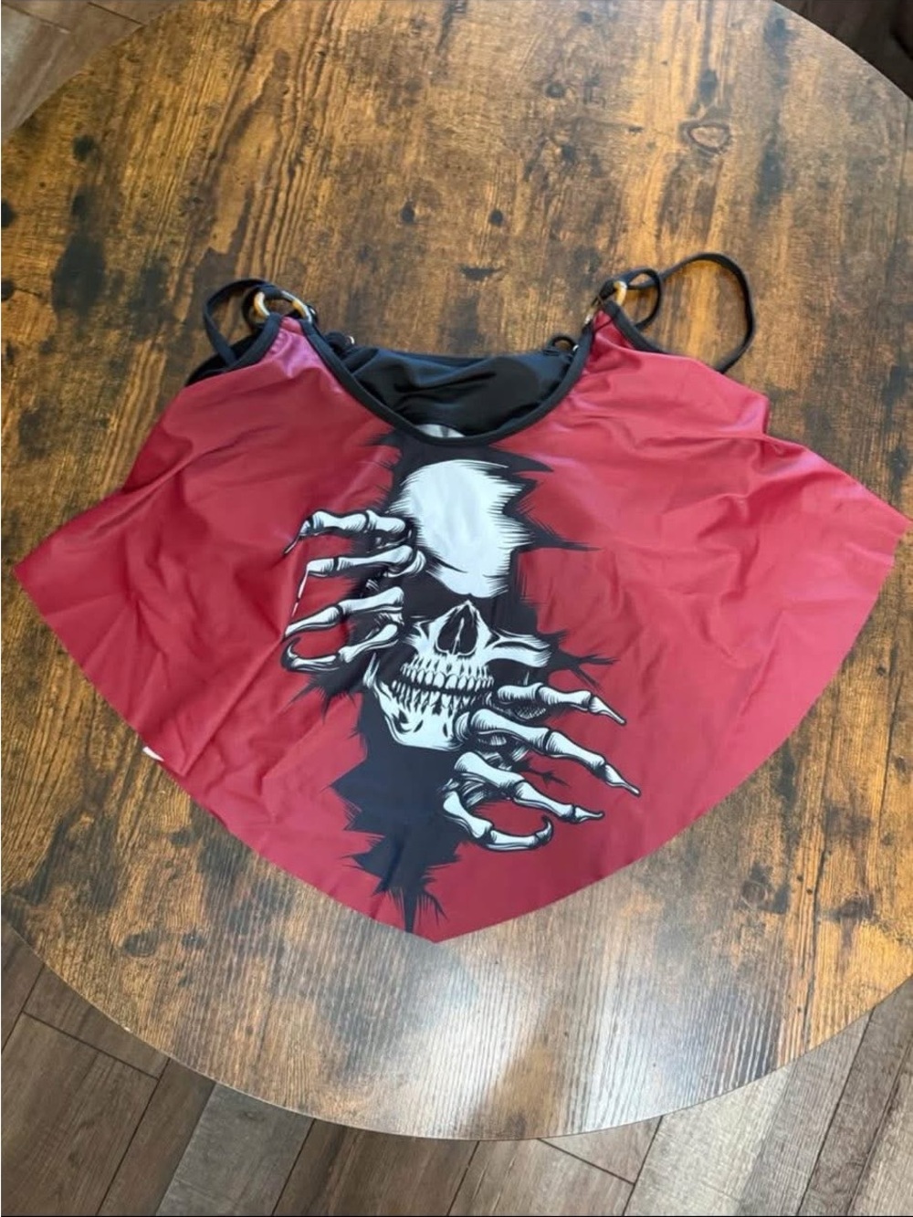 Red Skull Graphic Handkerchief Halter Swim Too